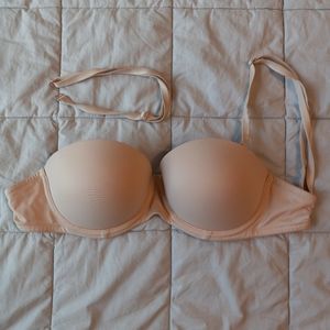 PINK strapless/multiway nude pushup bra